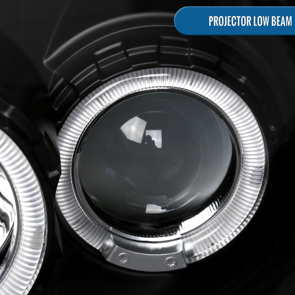 Ronnin - Compatible con Dodge Neon Plymouth Neon 2000-2002 | Par de faros delanteros de proyector de doble aro LED de repuesto mejorados | Negros