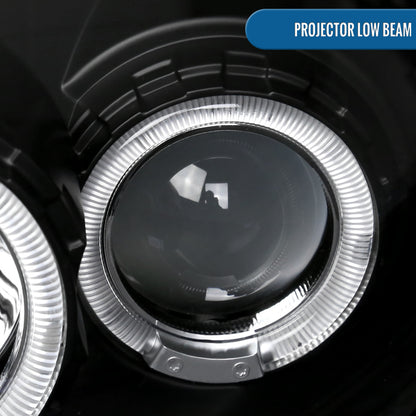 Ronnin - Compatible con Dodge Neon Plymouth Neon 2000-2002 | Par de faros delanteros de proyector de doble aro LED de repuesto mejorados | Negros
