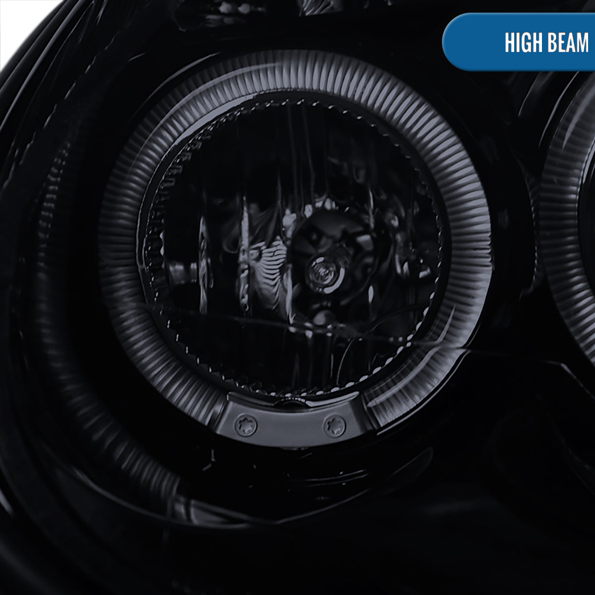 Ronnin - Se adapta a Dodge Neon 2003-2005 Faros delanteros de proyector LED de doble aro mejorados | Negro Humo
