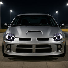 Ronnin - Se adapta a Dodge Neon 2003-2005 Faros delanteros de proyector LED de doble aro mejorados | Negro Humo