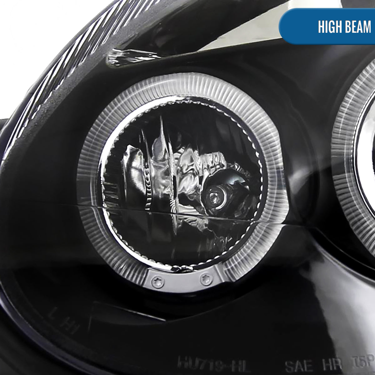 Ronnin - Se adapta a Dodge Neon 2003-2005 Faros delanteros de proyector con LED de doble halo, de repuesto mejorado, montaje en par | Negro