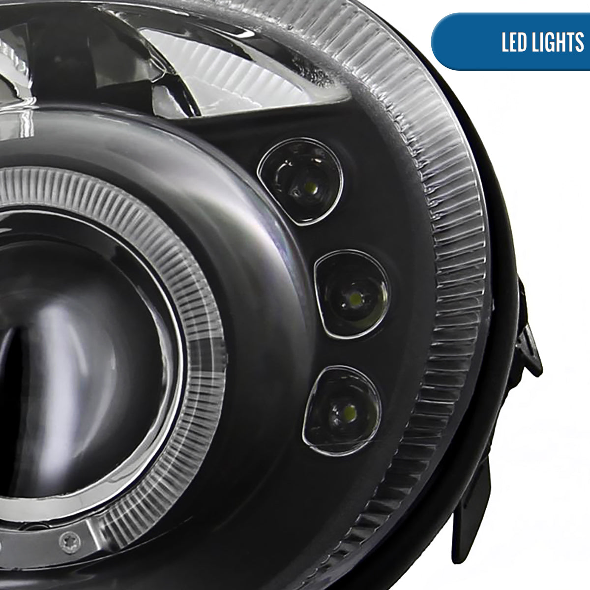 Ronnin - Se adapta a Dodge Neon 2003-2005 Faros delanteros de proyector con LED de doble halo, de repuesto mejorado, montaje en par | Negro