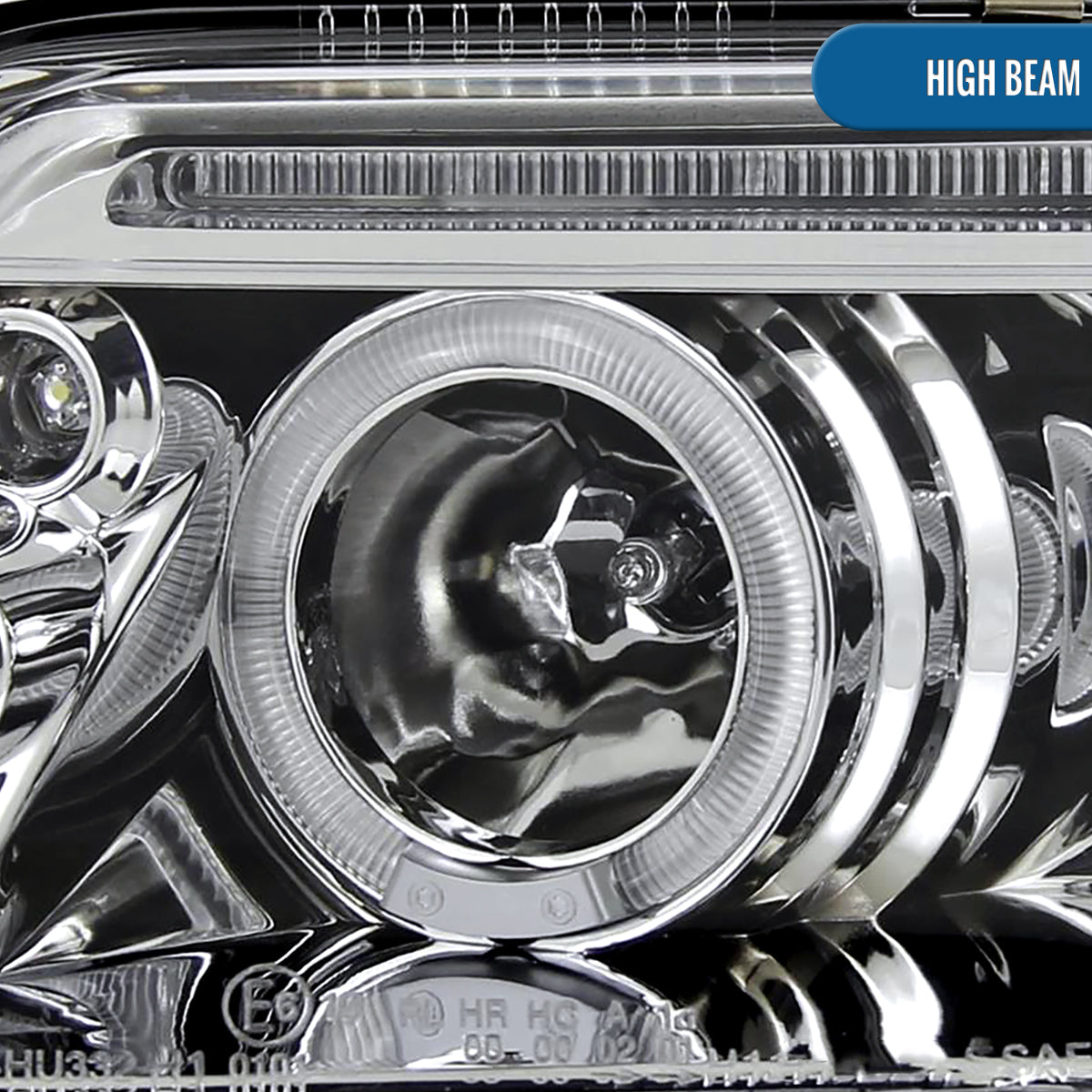 Ronnin - Compatible con Volkswagen Passat 2001-2005, montaje de faros delanteros de proyector de halógeno con doble aro LED, par de reemplazo de actualización | Cromado