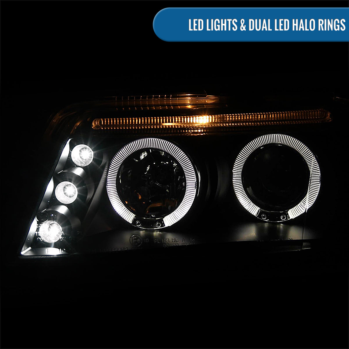Ronnin - Se adapta a 2001-2005 Volkswagen Passat Actualización de Reemplazo LED con Doble Aro y Halógeno Proyector Faros Delanteros Ensamblaje Par | Negro