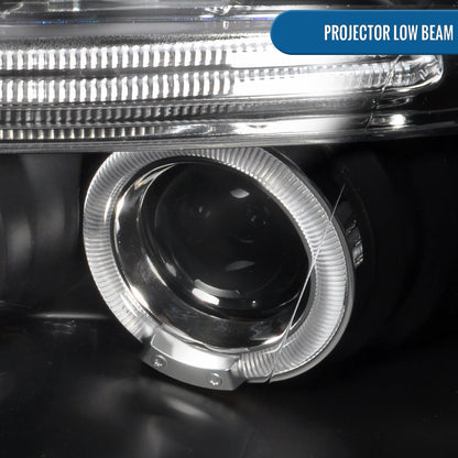 Ronnin - Se adapta a 2001-2005 Volkswagen Passat Actualización de Reemplazo LED con Doble Aro y Halógeno Proyector Faros Delanteros Ensamblaje Par | Negro