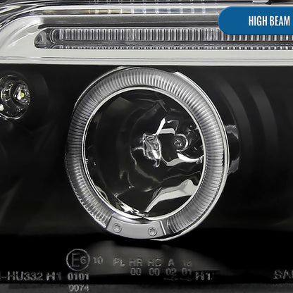 Ronnin - Se adapta a 2001-2005 Volkswagen Passat Actualización de Reemplazo LED con Doble Aro y Halógeno Proyector Faros Delanteros Ensamblaje Par | Negro