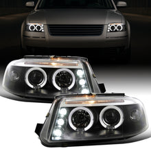 Ronnin - Se adapta a 2001-2005 Volkswagen Passat Actualización de Reemplazo LED con Doble Aro y Halógeno Proyector Faros Delanteros Ensamblaje Par | Negro