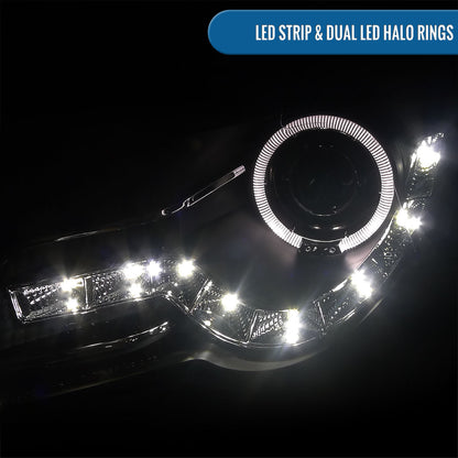 Ronnin - Se adapta a 2006-2010 Volkswagen Passat Actualización de repuesto Luces de circulación LED Conjunto de faros delanteros halógenos con proyector Par | Negro