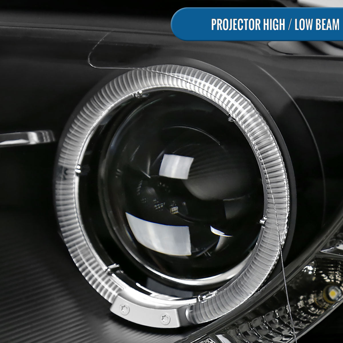 Ronnin - Se adapta a 2006-2010 Volkswagen Passat Actualización de repuesto Luces de circulación LED Conjunto de faros delanteros halógenos con proyector Par | Negro