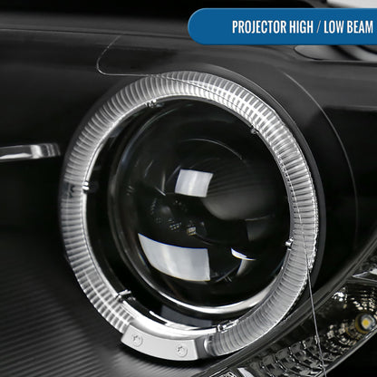 Ronnin - Se adapta a 2006-2010 Volkswagen Passat Actualización de repuesto Luces de circulación LED Conjunto de faros delanteros halógenos con proyector Par | Negro