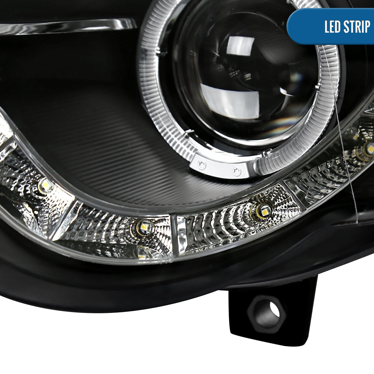 Ronnin - Se adapta a 2006-2010 Volkswagen Passat Actualización de repuesto Luces de circulación LED Conjunto de faros delanteros halógenos con proyector Par | Negro