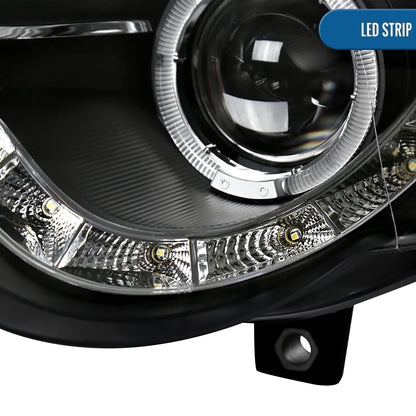 Ronnin - Se adapta a 2006-2010 Volkswagen Passat Actualización de repuesto Luces de circulación LED Conjunto de faros delanteros halógenos con proyector Par | Negro