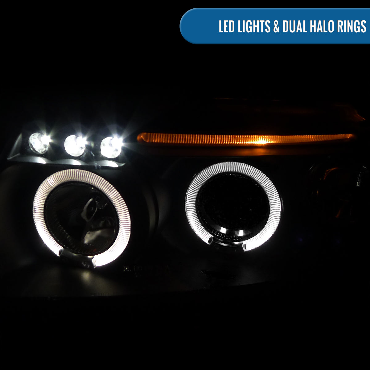 Ronnin - Compatible con Volkswagen Passat Sedán Hatchback 1997-2000 Juego de faros delanteros de proyector de doble aro LED de repuesto mejorado | Negro