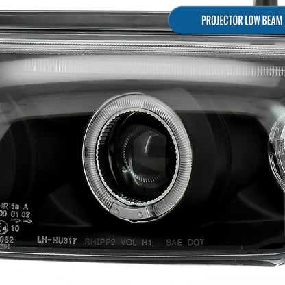 Ronnin - Compatible con Volkswagen Passat Sedán Hatchback 1997-2000 Juego de faros delanteros de proyector de doble aro LED de repuesto mejorado | Negro