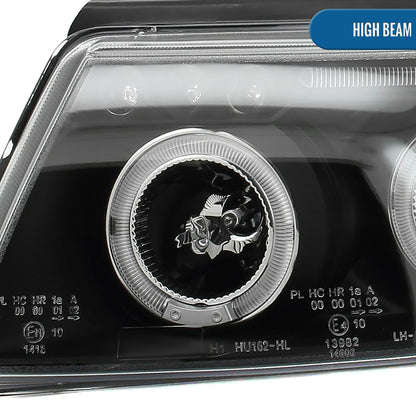 Ronnin - Compatible con Volkswagen Passat Sedán Hatchback 1997-2000 Juego de faros delanteros de proyector de doble aro LED de repuesto mejorado | Negro