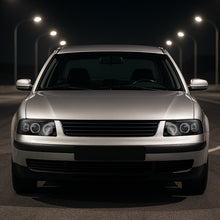 Ronnin - Compatible con Volkswagen Passat Sedán Hatchback 1997-2000 Juego de faros delanteros de proyector de doble aro LED de repuesto mejorado | Negro