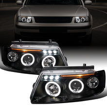 Ronnin - Compatible con Volkswagen Passat Sedán Hatchback 1997-2000 Juego de faros delanteros de proyector de doble aro LED de repuesto mejorado | Negro