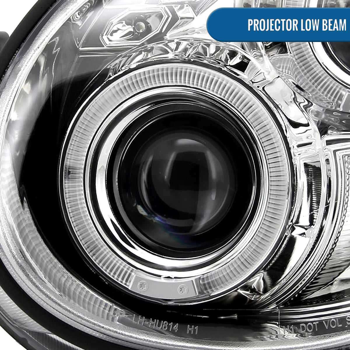 Ronnin - Se adapta a la pareja de faros delanteros con proyector y doble aro LED de repuesto para Subaru Impreza 2002-2003 | Cromado