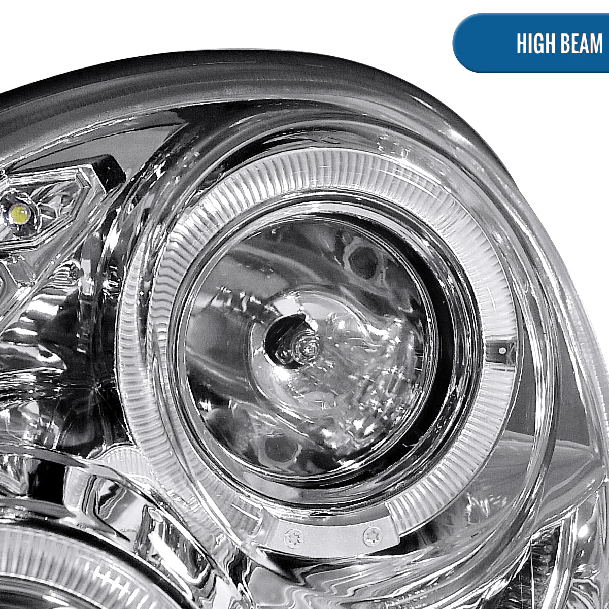 Ronnin - Se adapta a la pareja de faros delanteros con proyector y doble aro LED de repuesto para Subaru Impreza 2002-2003 | Cromado