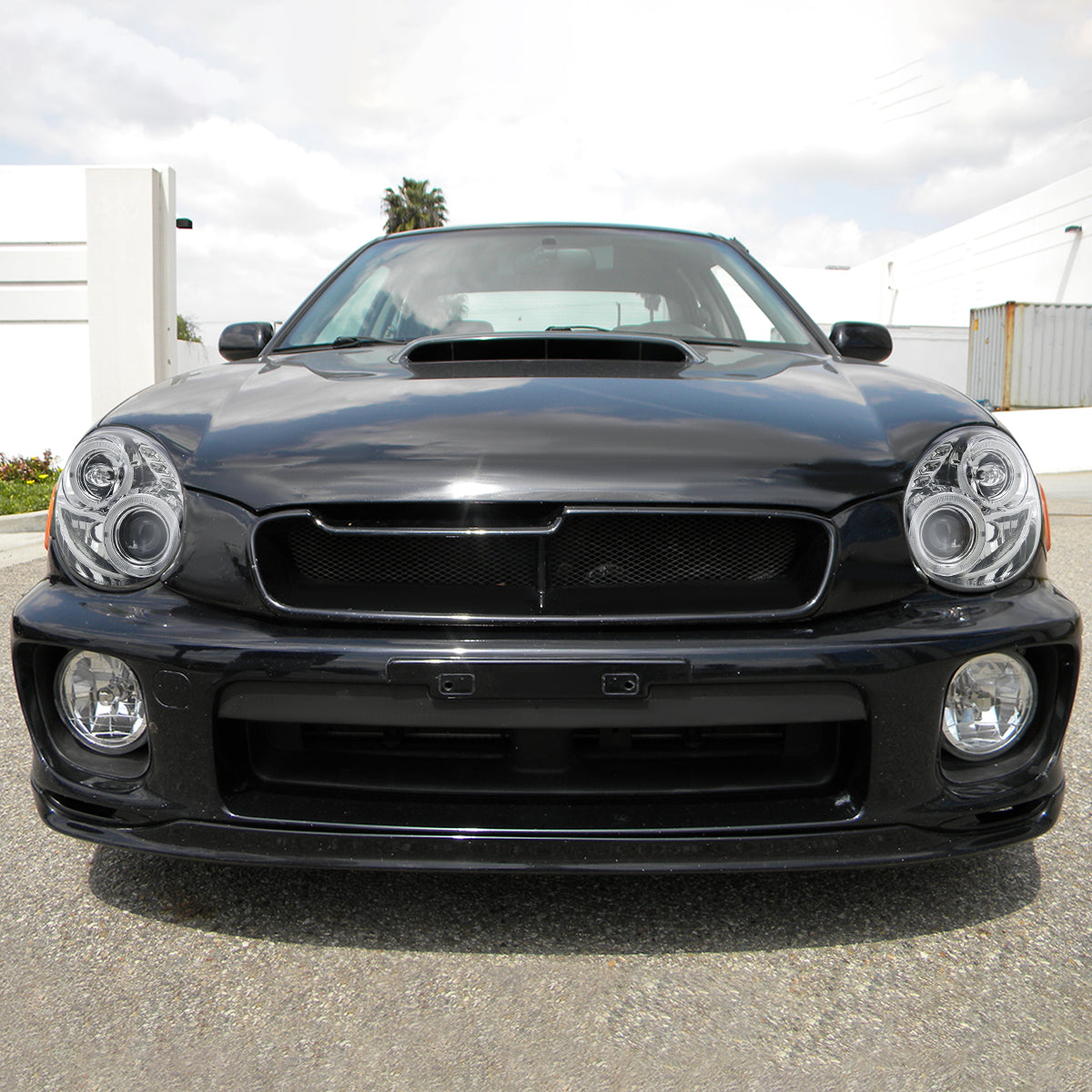 Ronnin - Se adapta a la pareja de faros delanteros con proyector y doble aro LED de repuesto para Subaru Impreza 2002-2003 | Cromado