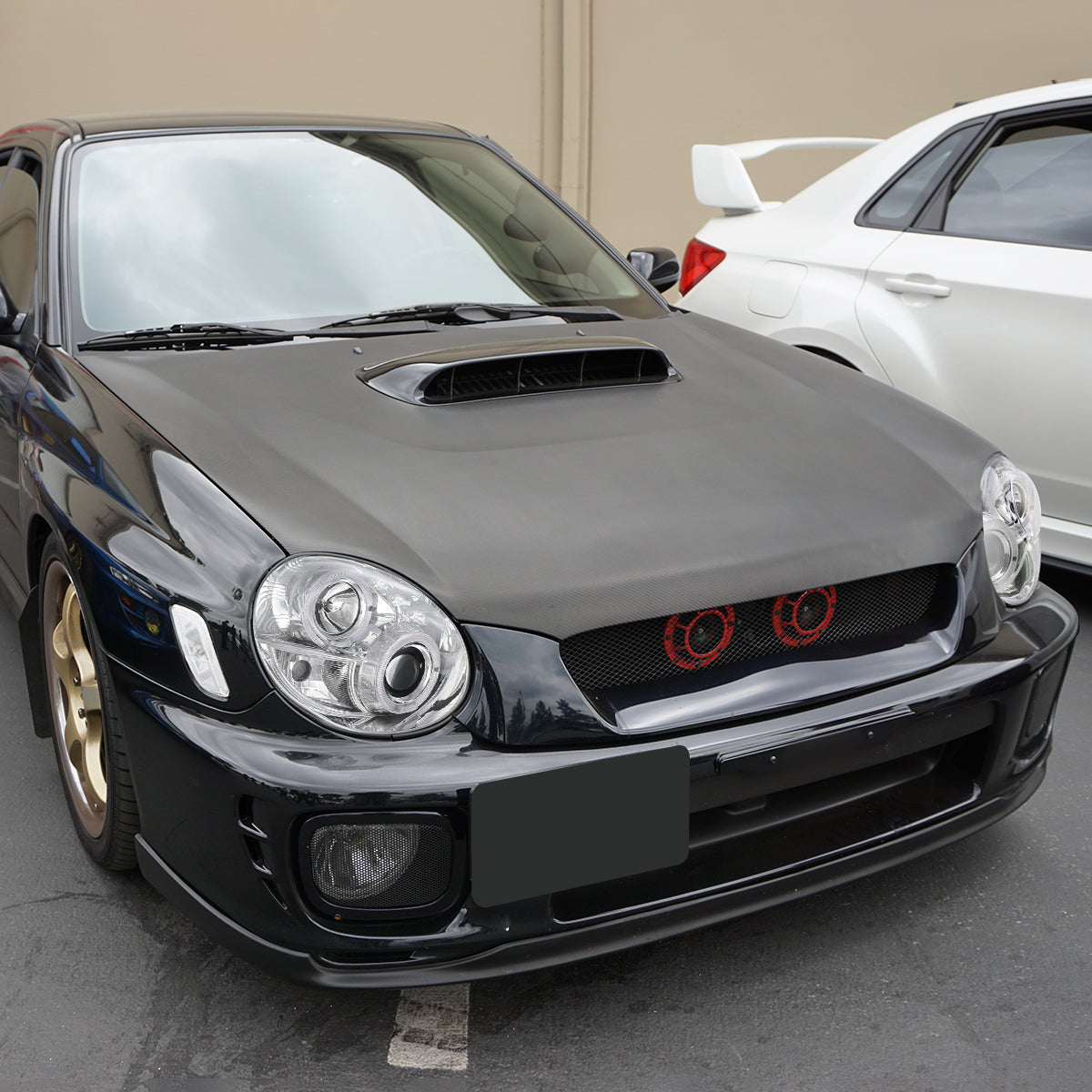 Ronnin - Se adapta a la pareja de faros delanteros con proyector y doble aro LED de repuesto para Subaru Impreza 2002-2003 | Cromado