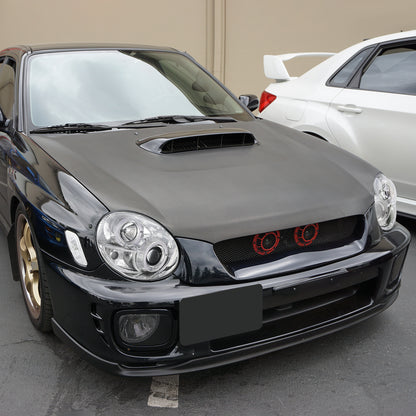 Ronnin - Se adapta a la pareja de faros delanteros con proyector y doble aro LED de repuesto para Subaru Impreza 2002-2003 | Cromado