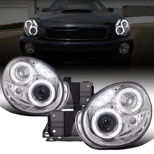 Ronnin - Se adapta a la pareja de faros delanteros con proyector y doble aro LED de repuesto para Subaru Impreza 2002-2003 | Cromado