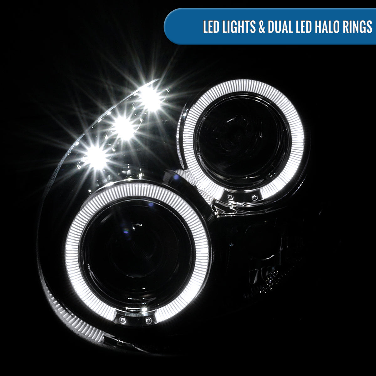 Ronnin - Se adapta a la pareja de faros delanteros con proyector de doble aro LED de repuesto mejorado Subaru Impreza 2002-2003 | Ahumado