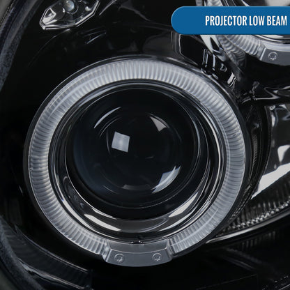 Ronnin - Se adapta a la pareja de faros delanteros con proyector de doble aro LED de repuesto mejorado Subaru Impreza 2002-2003 | Ahumado