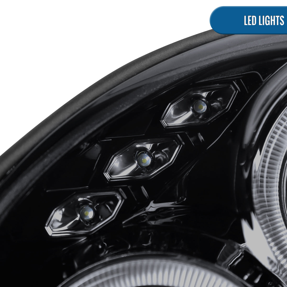 Ronnin - Se adapta a la pareja de faros delanteros con proyector de doble aro LED de repuesto mejorado Subaru Impreza 2002-2003 | Ahumado