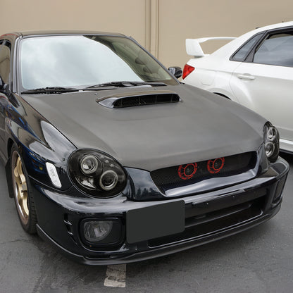 Ronnin - Se adapta a la pareja de faros delanteros con proyector de doble aro LED de repuesto mejorado Subaru Impreza 2002-2003 | Ahumado