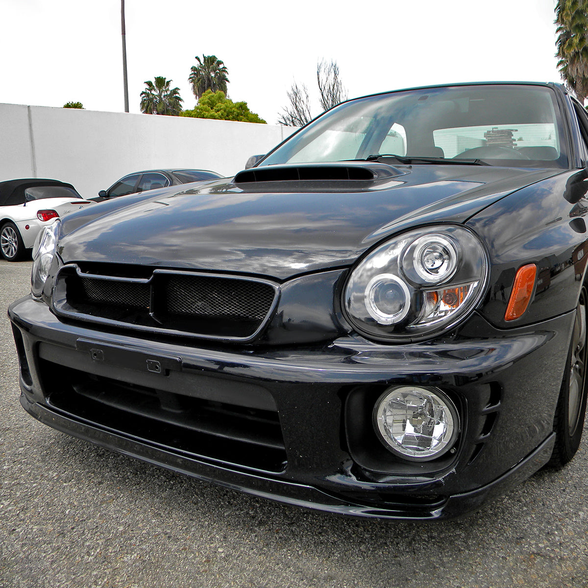Ronnin - Compatible con Subaru Impreza 2002-2003, par de faros delanteros tipo proyector LED de doble aro, repuesto de mejora | Negro