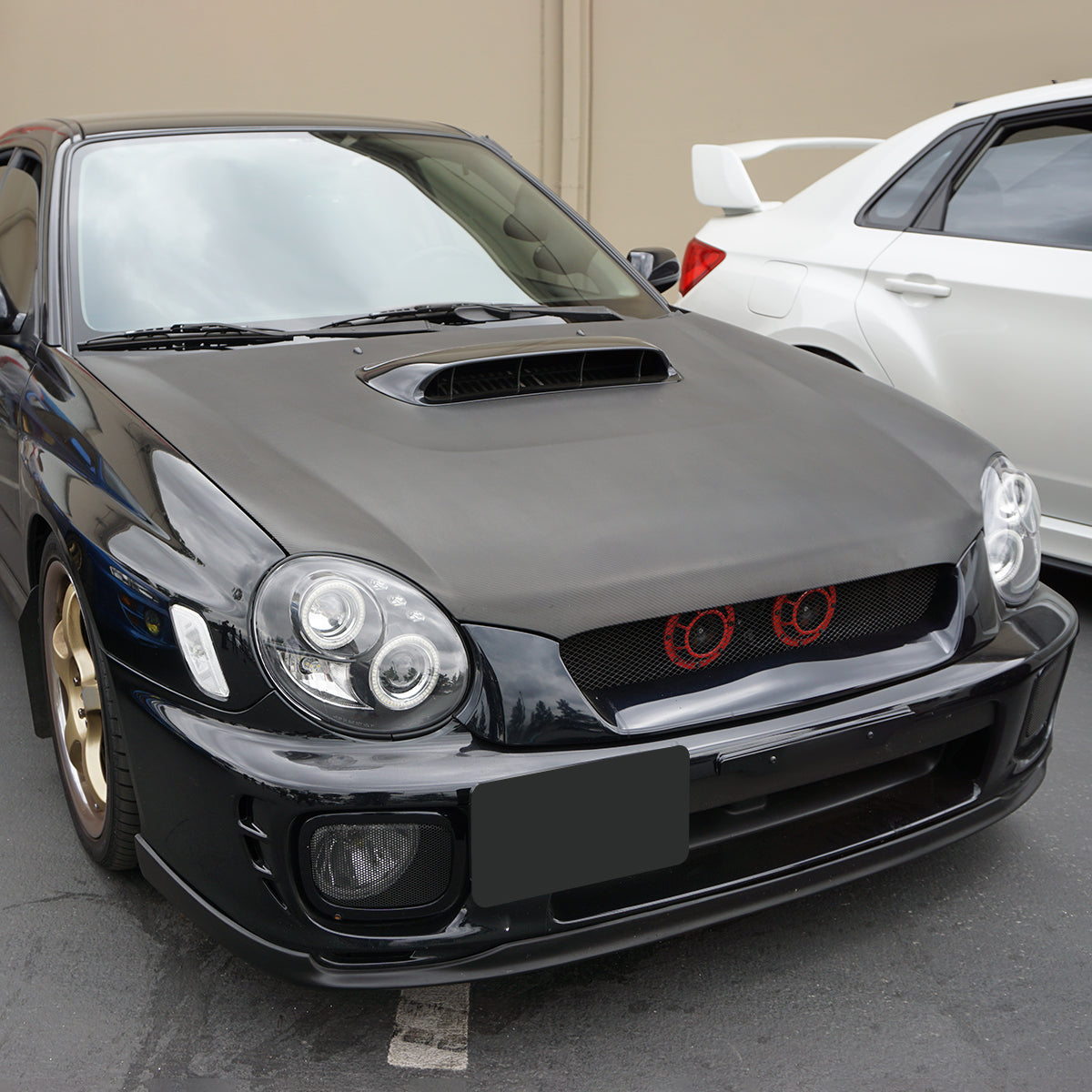 Ronnin - Compatible con Subaru Impreza 2002-2003, par de faros delanteros tipo proyector LED de doble aro, repuesto de mejora | Negro