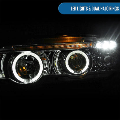 Ronnin - Se adapta a 2001-2003 BMW E53 Faros delanteros de proyector LED mejorados Ensamblaje Par | Cromo