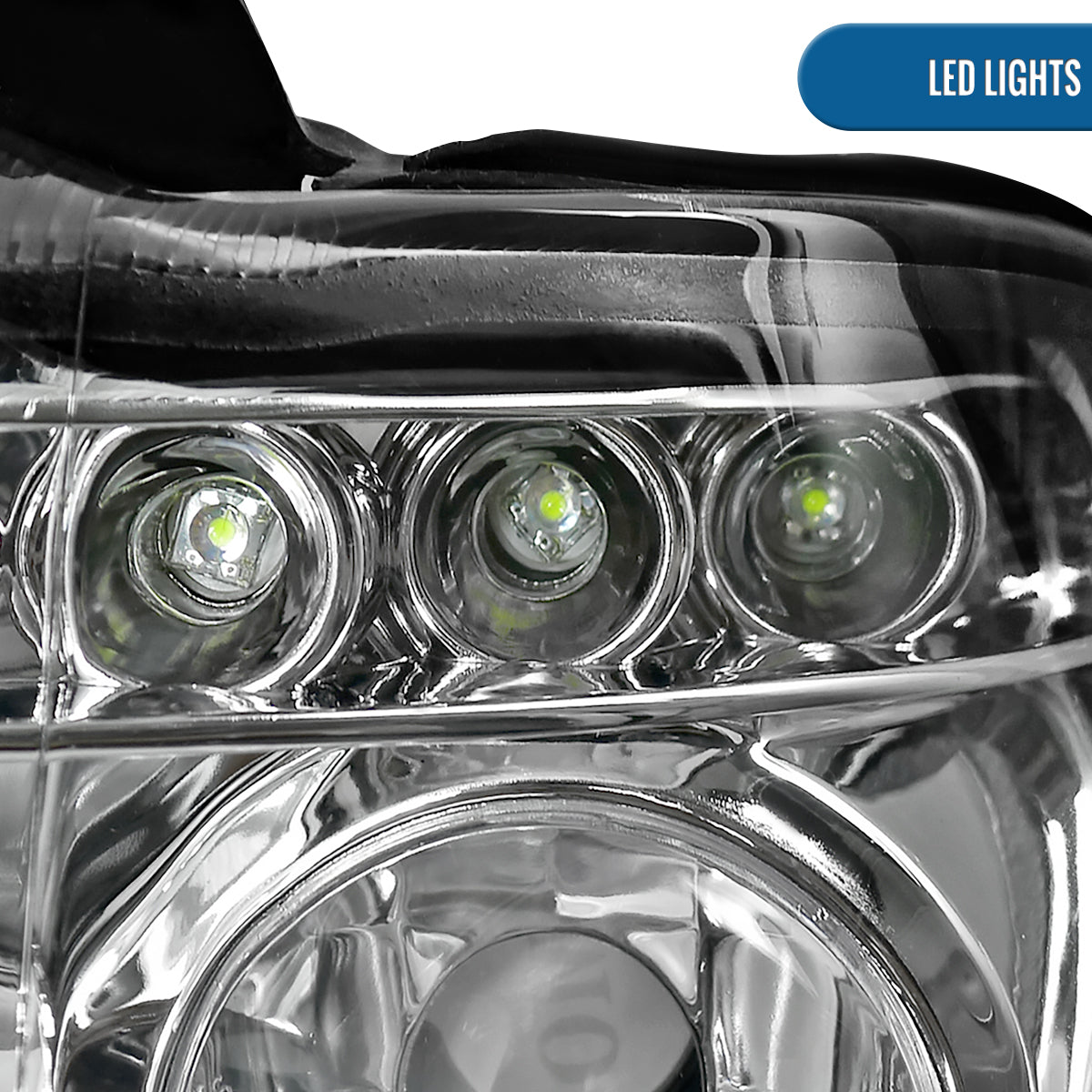 Ronnin - Se adapta a 2001-2003 BMW E53 Faros delanteros de proyector LED mejorados Ensamblaje Par | Cromo