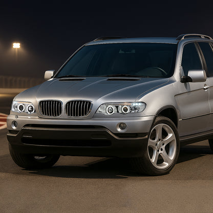 Ronnin - Se adapta a 2001-2003 BMW E53 Faros delanteros de proyector LED mejorados Ensamblaje Par | Cromo