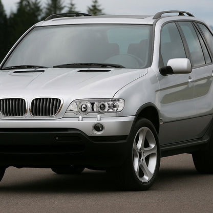 Ronnin - Se adapta a 2001-2003 BMW E53 Faros delanteros de proyector LED mejorados Ensamblaje Par | Cromo