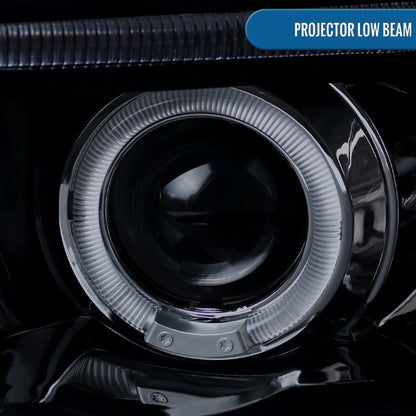 Ronnin - Compatible con BMW X5 2001-2003, Par de faros delanteros con proyector de doble aro LED, ensamblaje mejorado de repuesto | Humo negro