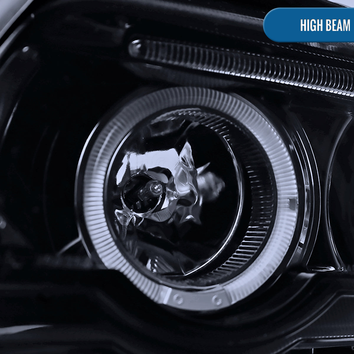 Ronnin - Compatible con BMW X5 2001-2003, Par de faros delanteros con proyector de doble aro LED, ensamblaje mejorado de repuesto | Humo negro