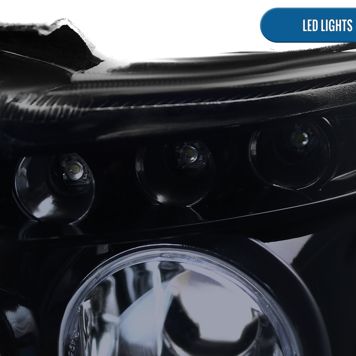 Ronnin - Compatible con BMW X5 2001-2003, Par de faros delanteros con proyector de doble aro LED, ensamblaje mejorado de repuesto | Humo negro