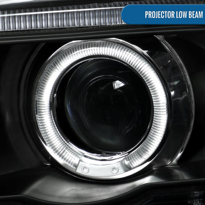 Ronnin - Se adapta a BMW X5 de 2001-2003, par de faros delanteros con proyector LED de doble aro mejorados | Negro