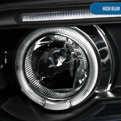 Ronnin - Se adapta a BMW X5 de 2001-2003, par de faros delanteros con proyector LED de doble aro mejorados | Negro