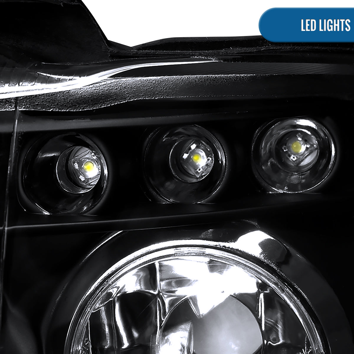 Ronnin - Se adapta a BMW X5 de 2001-2003, par de faros delanteros con proyector LED de doble aro mejorados | Negro