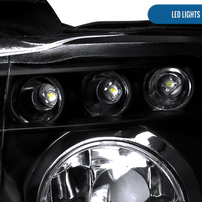 Ronnin - Se adapta a BMW X5 de 2001-2003, par de faros delanteros con proyector LED de doble aro mejorados | Negro