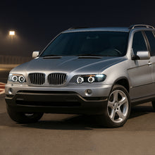 Ronnin - Se adapta a BMW X5 de 2001-2003, par de faros delanteros con proyector LED de doble aro mejorados | Negro