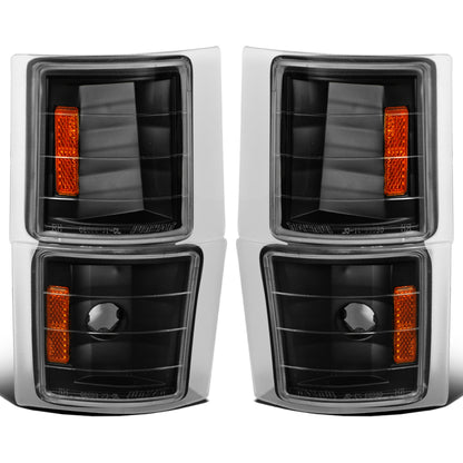 Ronnin - Fits 1994-1999 Chevy C/K 1500 2500 Suburban 3500 Silverado Tahoe Factory Replacement Corner Lights Assembly Pair | Black
