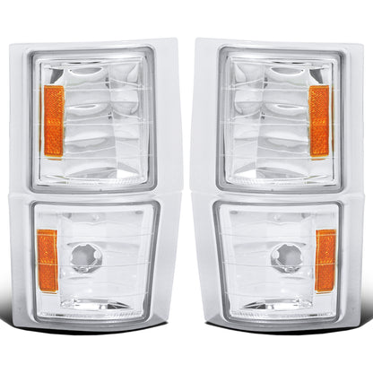 Ronnin - Fits 1994-1999 Chevy C/K 1500 2500 Suburban 3500 Silverado Tahoe Factory Replacement Corner Lights Assembly Pair | Chrome