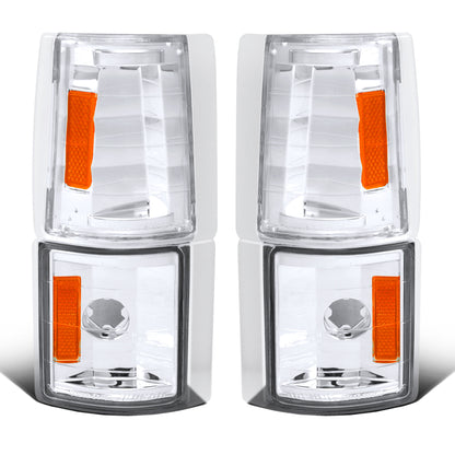 Ronnin - Fits 1994-1999 GMC C/K 1500 2500 3500 Suburban Sierra Yukon Factory Replacement Corner Lights Assembly Pair | Chrome