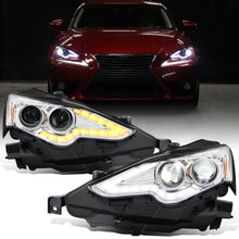 Ronnin - Fits 2014-2016 Lexus IS250 IS350 Upgraded Replacement Full LED Dual Projector Headlights Switchback Turn Signals Assembly Pair | Chrome