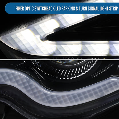Ronnin - Fits 2014-2016 Lexus IS250 IS350 Upgraded Replacement Full LED Dual Projector Headlights Switchback Turn Signals Assembly Pair | Gloss Black